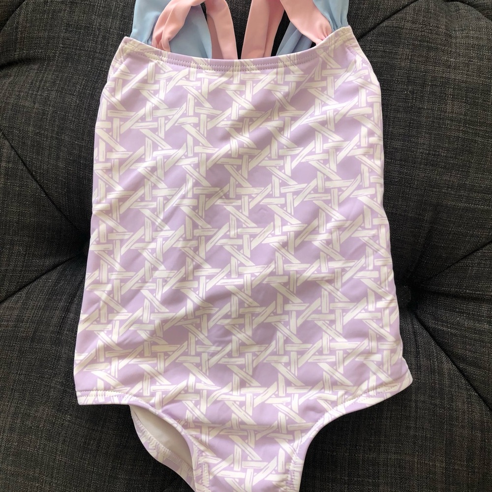 EUC Girls 2T Beaufort Bonnet Company Lavender Ocean Club Cane Swimsuit